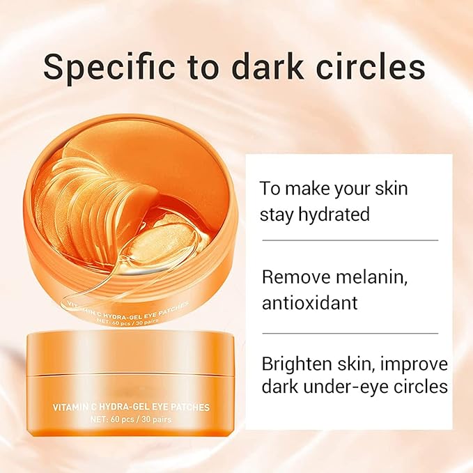 Vitamin C Under Eye Mask Patches Collagen Eye Pads - 30 Pairs, Reduce Puffiness, Dark Circles, and Wrinkles