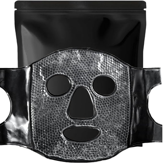 Ice Mask Frozen Rubber Ice Face Masks Puffy Eye Face Depuffer Black Cold Cooling after Surgery Freezable Chill Ice Pack Full Face Mask Facial Skin Cool Care Women Men Beauty Tool