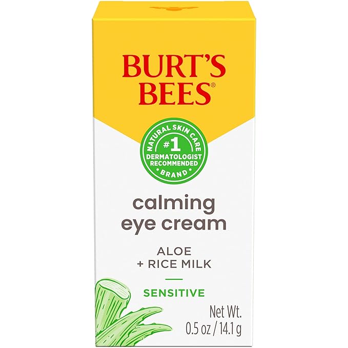 Burt's Bees Calming Eye Cream With Aloe and Rice Milk, Moisturizes Without Causing Redness or Irritation, 98.7 Percent Natural Origin Skin Care, 0.5 oz. Bottle