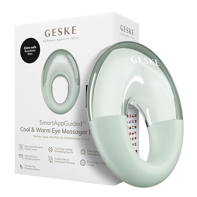 SmartAppGuided™ Cool & Warm Eye Massager | 7 in 1 | Multifunctional Massager | Eyes & Face | Battery-free Cooling & Warming | Firms, Relaxes & De-Puffs Skin | Ring-shaped Design for Easy Grip