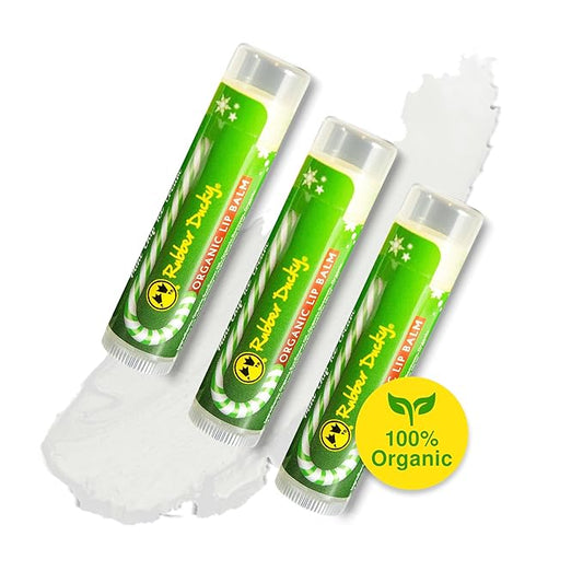 Rubber Ducky Carefree Natural Organic Lip Balm - Instant Hydration & Lip Moisturizer for Very Dry Lips - Vanilla Mint Lip Balm Flavor with Vitamin E - Vegan, Certified Organic Lip Care - 3 Pack