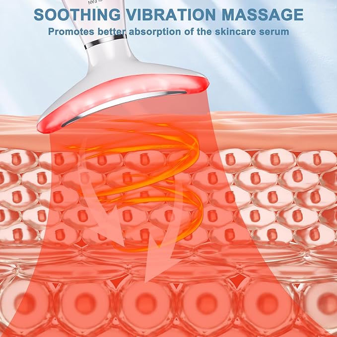 Face and Neck Massager,3 Color Facial Tool with Vibration, Rechargeable Facial Massager for Skin Care (Pink)