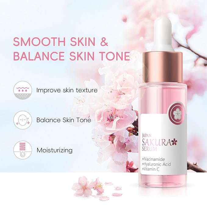 Sakura Skincare Set for Teen Girls 10-12,Skin Care Sets & Kits,33PCS Teenage Girls Gifts,Complete Pamper Face Care Sets for Women,Daily Facial Skincare Routine (One Size, Cherry Blossom-StyleD)