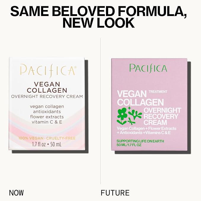 Pacifica Night Face Cream - Vegan Collagen Overnight Recovery Cream, Nighttime Face Cream for Anti-Aging & Wrinkles, Improves Dry Skin & Redness Vegan, Clean Beauty, Dermatologist Tested
