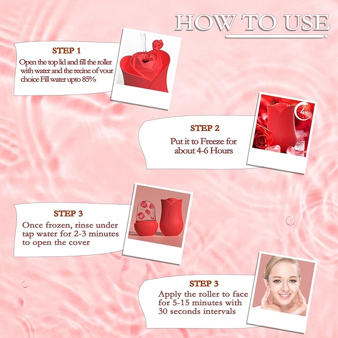 Ice Roller For Face，Cryo Cube Ice Roller For Facial And Eye,Skincare Tools,For Relieving Facial Edema, Shrinking Pores, And Lifting And Firming The Skin (Red)