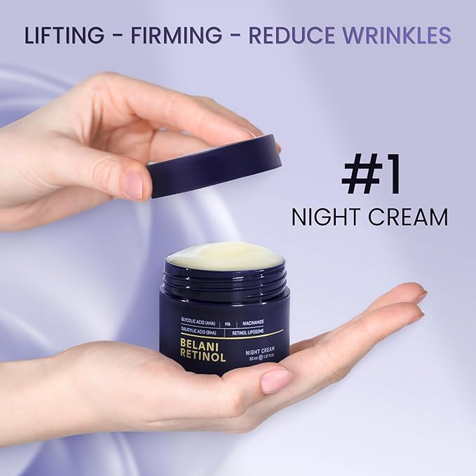 ABERA BELANI Retinol Night Cream For Women, Dark Spot Remover, Melasma Treatment, Reduce Fine Lines, Anti-Wrinkle, Anti-Aging Neck and Décolleté For Face (3 Box + Gift Eyelash Serum)