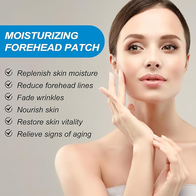 Forehead Wrinkle Patches 10Pcs with Aloe, Collagen, Vitamin E, Anti Wrinkle Patches, Forehead Wrinkles Treatment, Face Tape for Wrinkles Care to Smooth Fine Lines & Wrinkles for Women