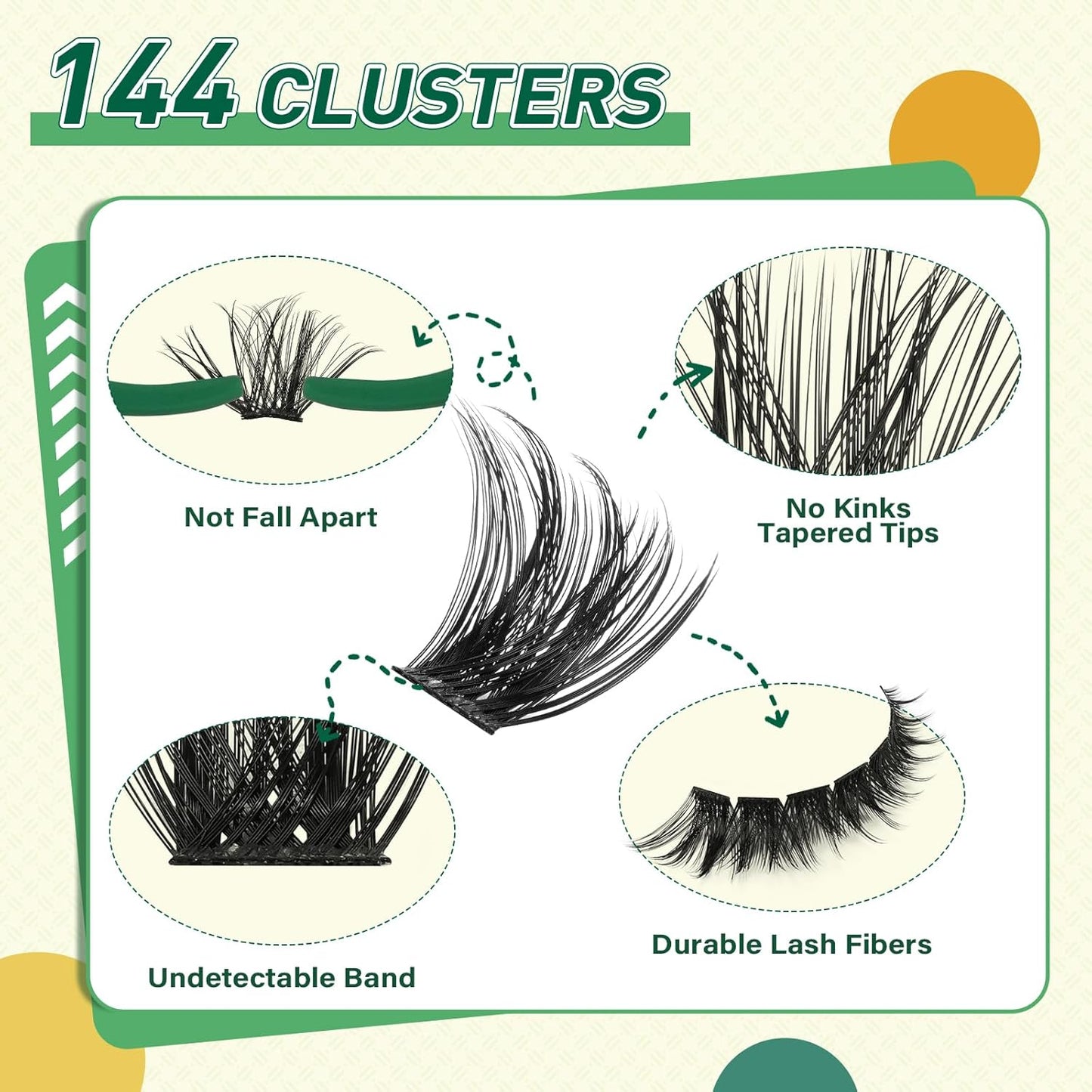 DIY Lash Extension Kit KEYYOU 144pcs Lash Clusters Eyelash Extension Kit with Mascara Brush Bond and Seal Lash Remover Lash Applicators Lash Brush for DIY Lash Extensions (Y22 Kit)