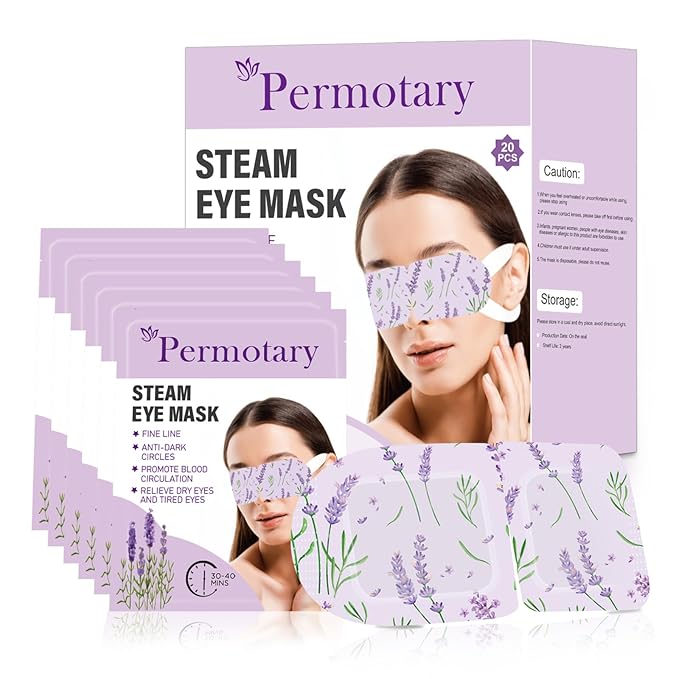 20 Pack Steam Eye Masks for Dry Eyes, Disposable Heated Eye Mask Self Heating Warm Compress for Eyes, Relief Eye Fatigue Hot Sleep Mask for Men Women, Lavender
