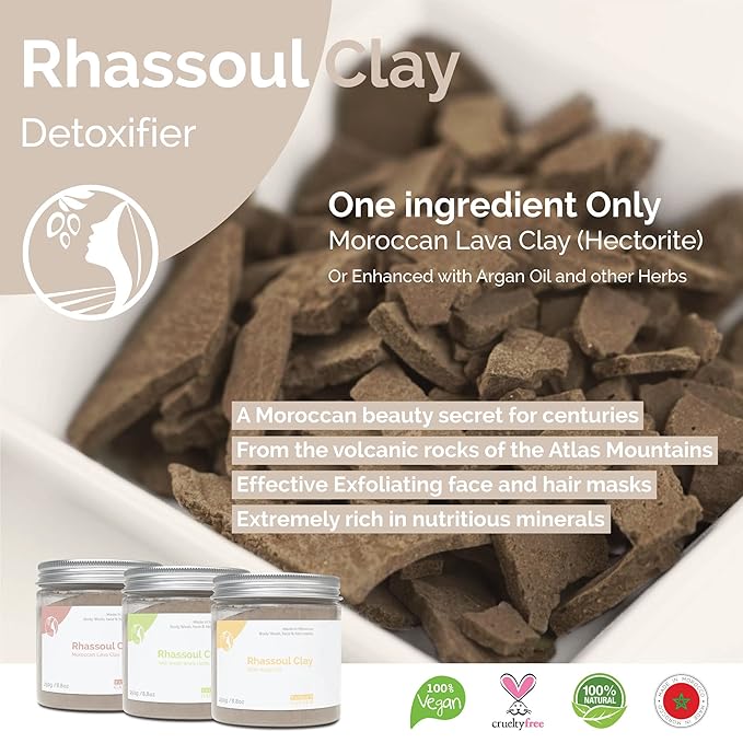 Fatima's Garden Rhassoul Clay with Argan & Eucalyptus - Detox & Soften, 150g