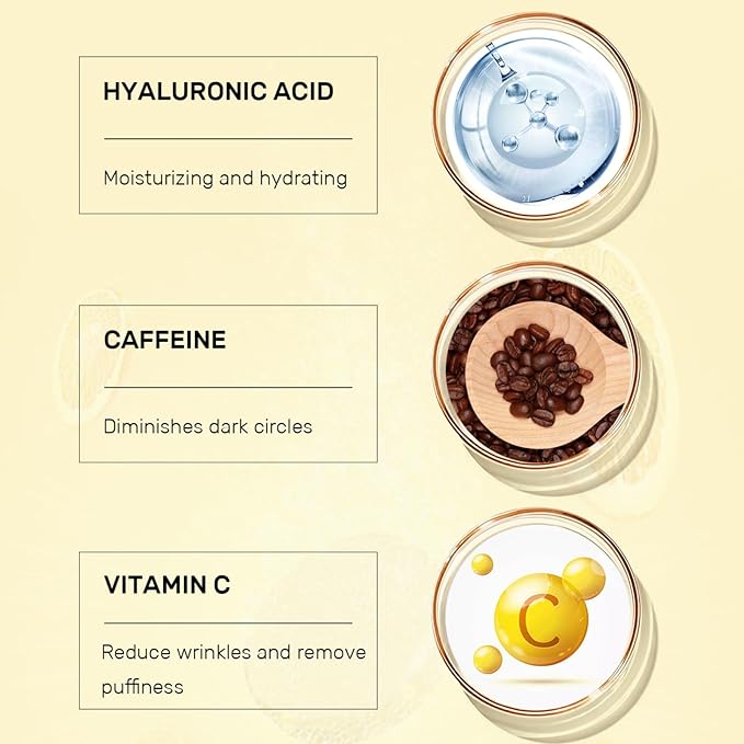 Vitamin C Eye Cream For Dark Circles, Under Eye Cream Anti Wrinkles For Reduce Puffiness And Bags Fine Lines, Wrinkles, Hydrating Eye Lifting Skin Care Anti Aging Eye Cream(0.7 FL.Oz)