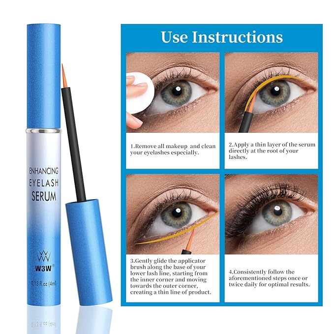 QIC Lash Serum - 4ml Eyelash Enhancing Serum, W3W Eyelash Serum for Eyelash Thicker, Stronger, Longer Suitable for Lashes & Brows