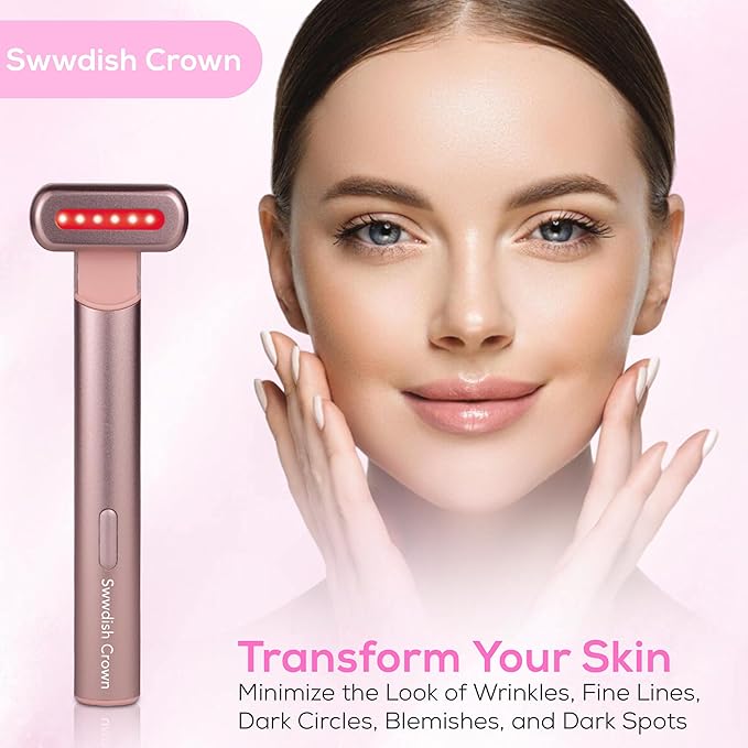 7 Color Multiple Use Beauty Device Magical Facial Wand With 24K Serum, Anti Aging Kit With 24K serum, Facial Wand For Active Skin Tool, Pro Active Formula For Eyes Face And Neck., pink