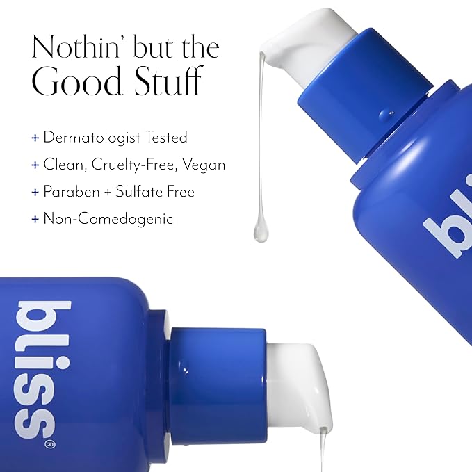 Bliss Glycolic + Polyhydroxy Acid Renew & Smooth - Night Serum - Gently Exfoliate Skin - Hydrating Squalane - Vegan & Cruelty-Free - 1 Fl Oz