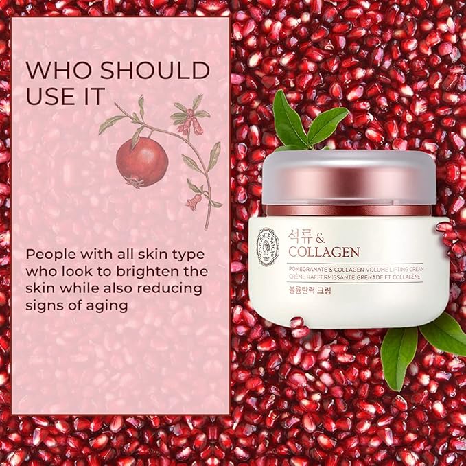 The Face Shop Pomegranate & Collagen Volume Lifting Eye Cream | Deep Revitalizing Cream for Elasticity, Firmness & Density | Anti-Aging Korean Moisturizer | Plump & Smoothen Your Skin, 3.38 Fl Oz