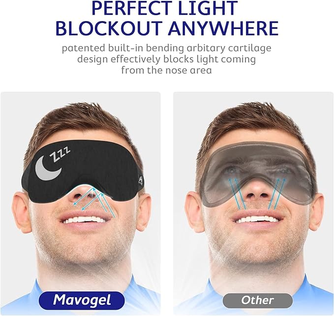 Mavogel Cotton Sleep Mask - Sleep Eye Mask for Women Men, Light Blocking Night Eyemask, Super Soft and Comfortable Eye Covers for Sleeping Yoga Nap Meditation, Includes Travel Pouch (Moon Style)