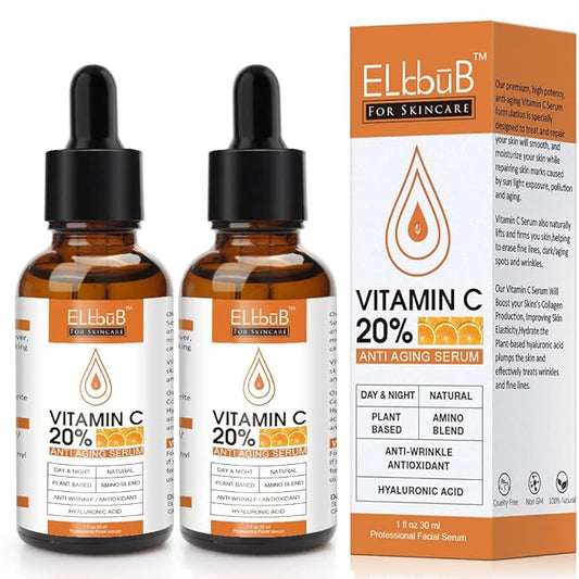Premium 20% 𝐯𝐢𝐭𝐚𝐦𝐢𝐧 𝐜 𝐬𝐞𝐫𝐮𝐦 - (2PACK) with Hyaluronic Acid, Retinol & Amino Acids - Boost Skin Collagen,Hydrate & Plump Skin, Anti Aging & Wrinkle Facial Serum