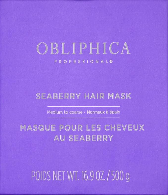 Obliphica Medium to Coarse Seaberry Mask, 1.05 Pound - Nourishing and Restorative Hair Treatment for Medium to Coarse Hair Types, Ensuring Lustrous Shine, Manageability, and Revitalization