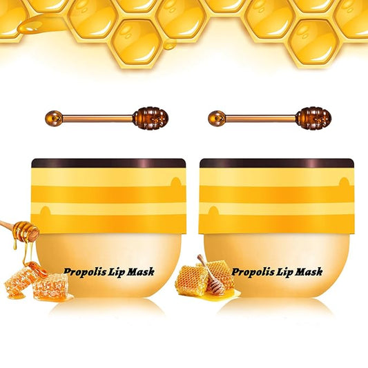 NVLEPTAP 2PCS Bee Lip Balm Honey Pot Honey Lip Balm Moisturizing Honey Lip Mask Lip Care Products Lip Balm with Wand