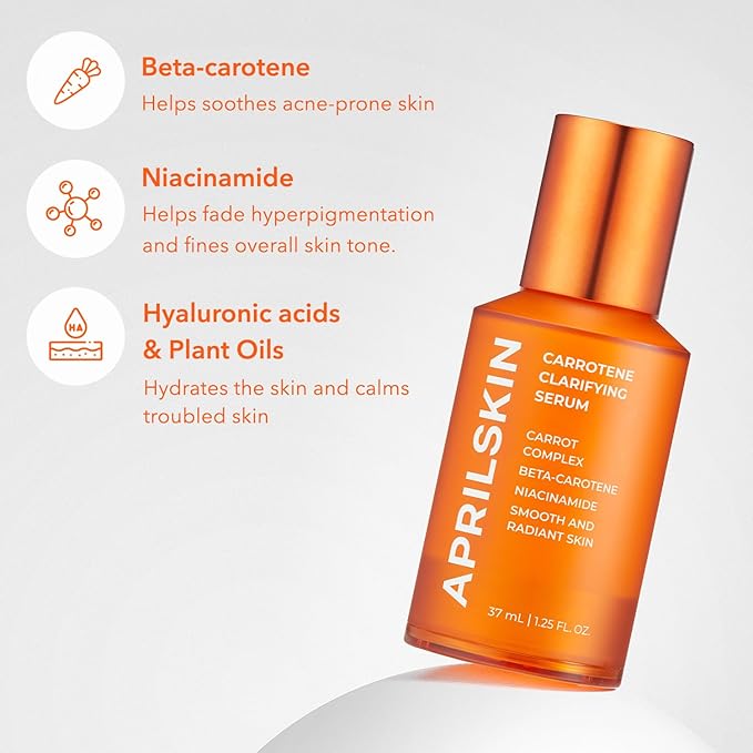 APRILSKIN Soothing and Hydrating Skincare Set: Carrotene Clarifying Facial Serum, Carrotene IPMP™ Clearing Solution & Carrotene Clarifying Cream