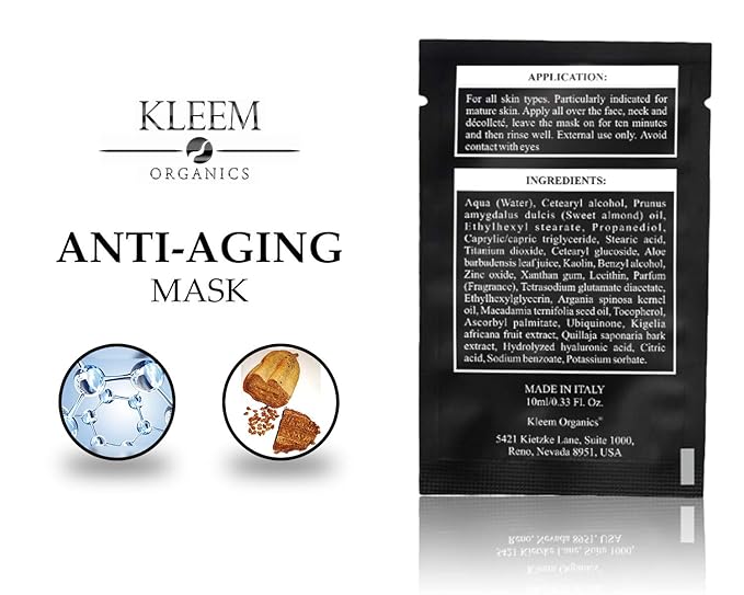 Kleem Organics Facial Face Masks: Anti Aging Face Mask | Moisturizing & Detox Face Mask | Nourishing & Soothing Face Mask. 3 Pack