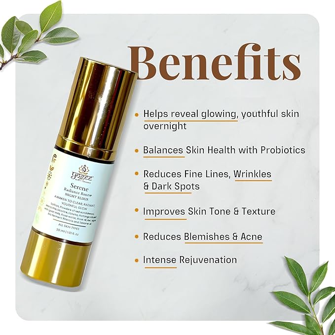 YOGEE Natural Night Skin Elixir | Night Cream for Wrinkles, Reduced Line, Dark Spots | Goat Milk, Saffron, Sesame Oil | 30ml