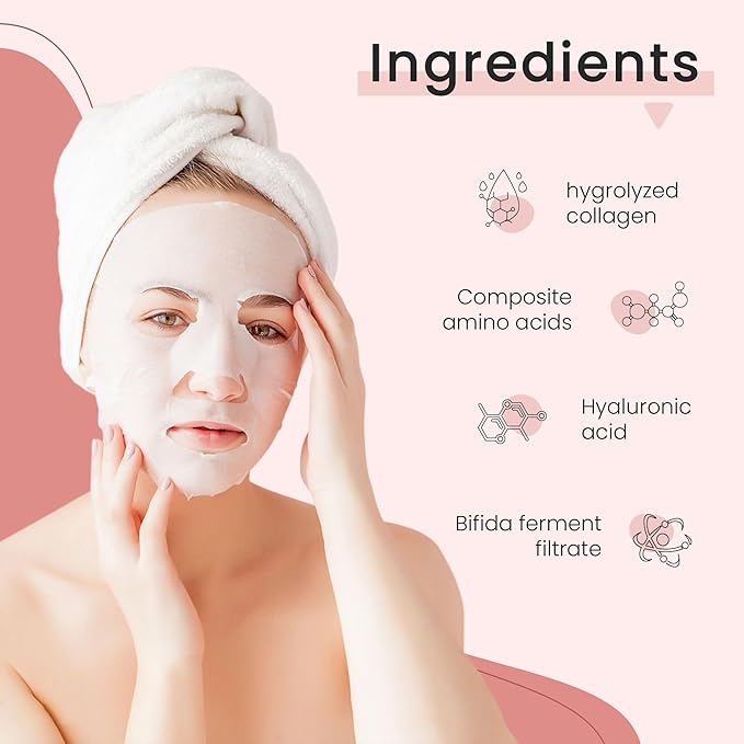 Bio-Collagen Real Deep Mask, Low Molecular Collagen, Deeply Hydrates and Moisturizes, 20gX4 Piecs