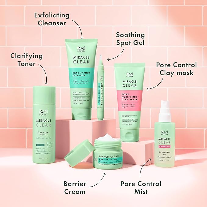 Rael Face Mist, Miracle Clear Hydrating Facial Spray, Pore Control for Acne Prone & Oil with Succinic Acid, Residue Free, Vegan, Korean Skin Care (2.5 fl oz)