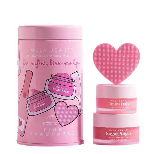 NCLA - Lip Care Set + Lip Scrubber | Clean, Natural, Non-Toxic Beauty (Pink Champagne)