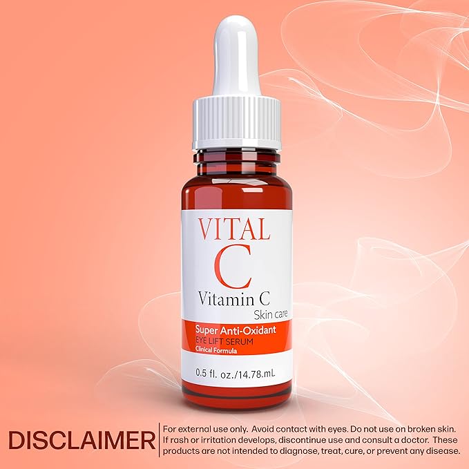 Vital C Vitamin C Serum for Eyes | Light Moisturizer | Skin Firming | Boosts Collagen | Vitamin C Skin Care Super Anti Oxidant Eye Lift Serum, 0.5 Fl Oz (2 Pack)