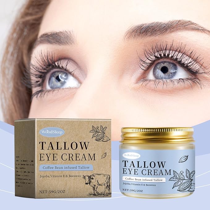 Coffee Beef Tallow Eye Cream for Dark Circles, Beef Tallow for Skin,Organic Grass Fed Beef Tallow Eye Cream, Rapid Wrinkle Repair, Daily Anti-Aging Under Eye Cream, Tired Eyes, Fragrance Free,