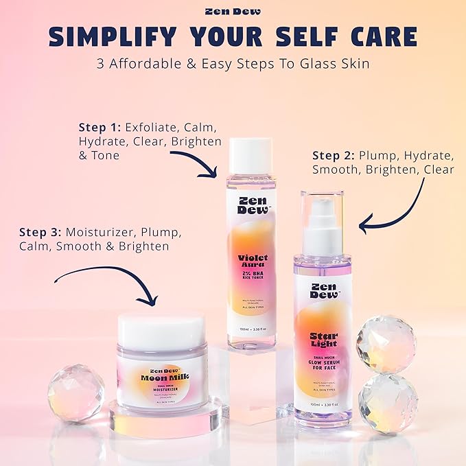 97% Snail Mucin Serum, Star Light by Zen Dew | Non-Sticky Snail Serum with Clinical Actives to Smooth, Brighten, Hydrate, Skin Repair | Cruelty Free, Made in S. Korea, 3.38 Fl Oz