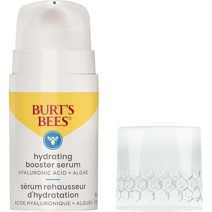 Burt's Bees Hyaluronic Acid Face Serum, Hydrates & Boosts Skin Naturally for Smoother, Glowing Skin Tone, Lightweight, with Algae - Hydrating Booster Facial Serum (1 oz)