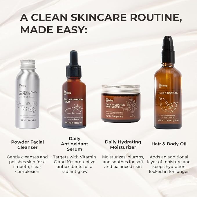 The Earthling Co. Antioxidant Serum for Daily Use - Brightens, Evens Skin Tone and Reduces Dark Spots with Vitamin C and Hyaluronic Acid - Gentle Hydrating Serum for Sensitive Skin, 1.0 fl oz