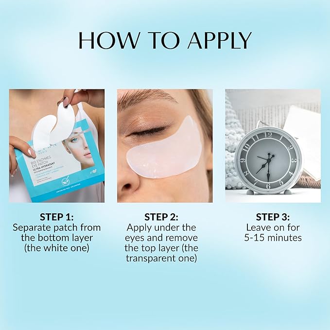 Talika Bio Enzymes Eye Patch (3 Pack) - Instant Ultra-Moisturising Under Eye Patches for Adults - Eye Mask For Dark Circles Tired Eyes & Puffiness