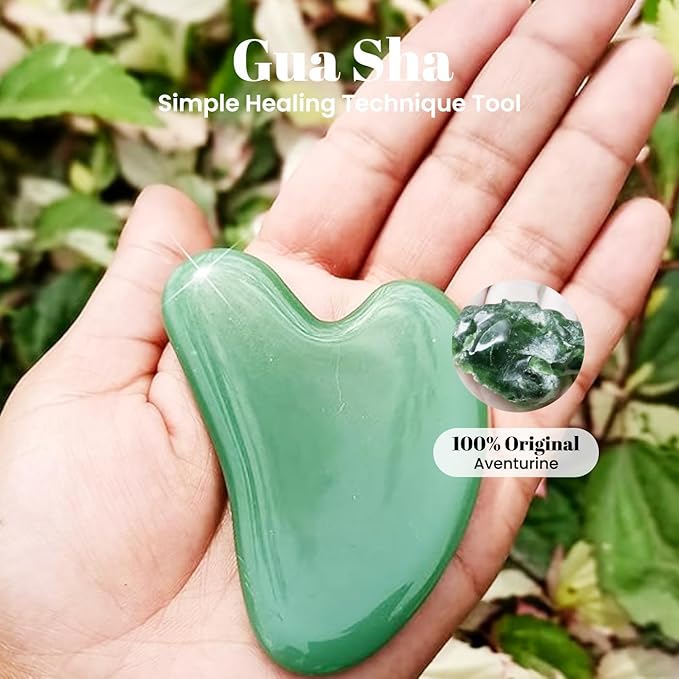 ROSELYNBOUTIQUE Gua Sha Facial Tools & Face Roller for Wrinkless Natural Skincare Tool Jade Roller Guasha Tool for Face Facial Massager (Aventurine)