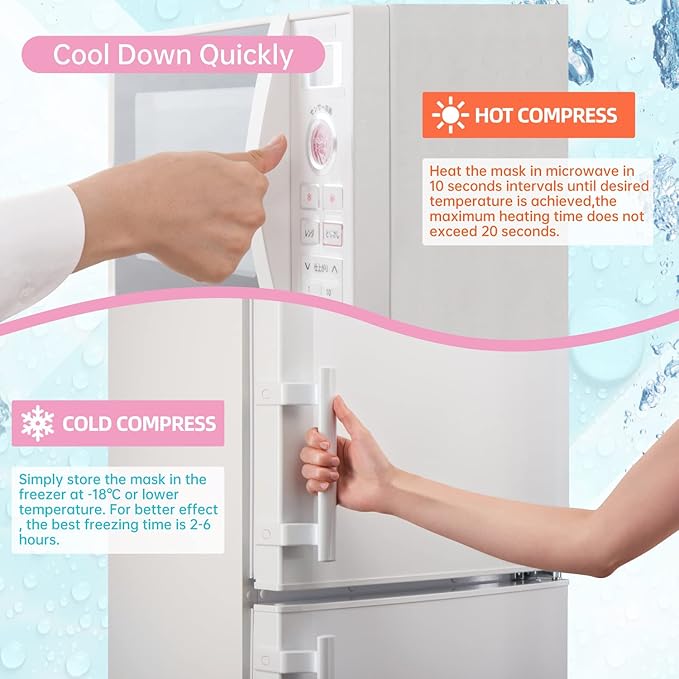 2 PCS Reusable Hot Cold Therapy Gel Bead Eye Mask for Puffiness, Dark Circles, Bags, Dry Eyes, Headaches, Migraines, Stress Relief - Cooling Ice Pack (Pink)