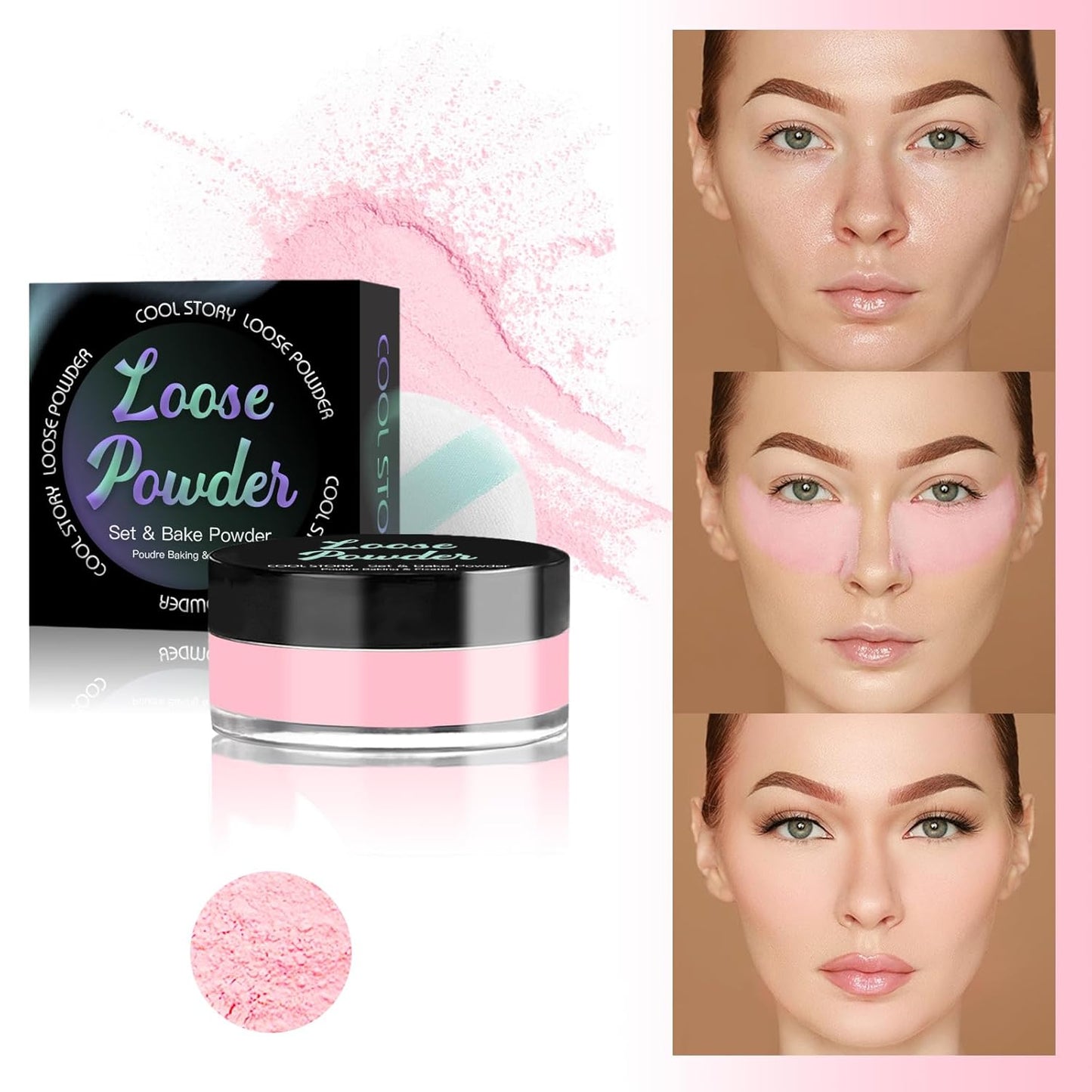 Loose Setting Powder, Bake Makeup Powder Full Coverage Matte Finish (Cakea, 6g/O.21oz)