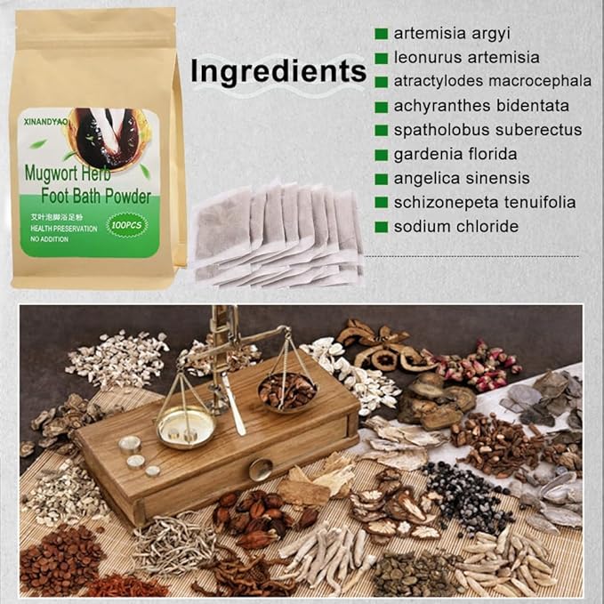 100Bags Mugwort Herb Foot Soak Chinese Herbal Foot Bath Spa Powder Kits Foot Reflexology Relax 艾草足浴泡脚