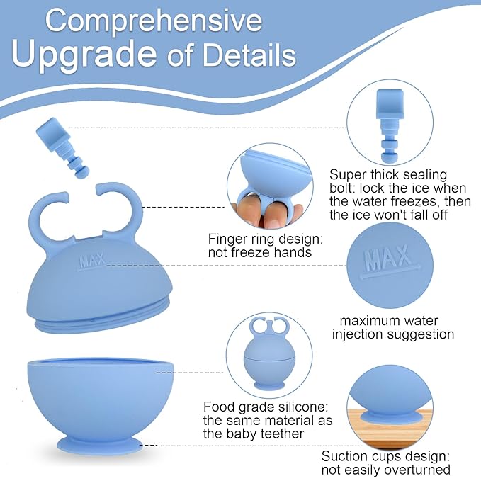 2 Pack Ice Roller for Face, Ice Face Roller for Eye Neck Body, Ice Cube Roller Massager Gua Sha Tool, Eliminates Puffiness, Reusable Facial Ice Mold, De-Puff Eye Bags, Women Skin Care (Blue and Blue)