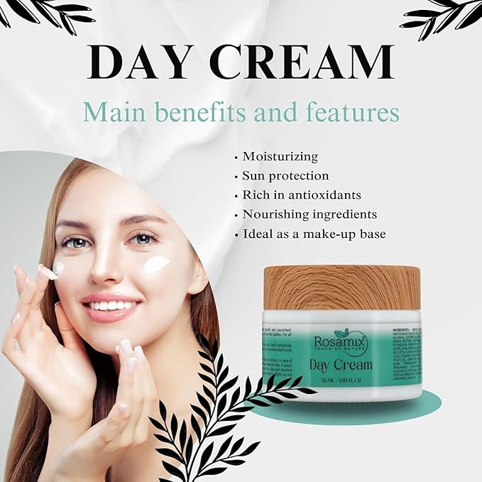 Hyaluronic Acid Day Cream - Daily Face Moisturizer - Facial Skin Care and Neck with Shea & Pomegranate Oils - Ultra Hydrating Face Cream, 50ml | FL.OZ 1.69