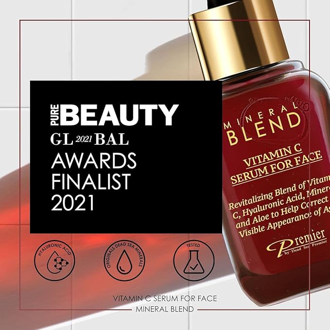 Vitamin C Serum for Face with Hyaluronic Acid & Rose Hips oil - Natural & Organic Anti Aging facial serum, Mineral Blend by Premier Dead Sea 1.7 Fl.Oz