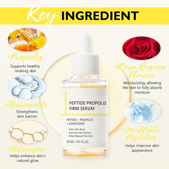 2PCS Peptide Propolis Serum & CICA Hyal Hydrating Face Serum For Women & Girls, Hydration & Wrinkle Renewal, For Women Anti Aging, CICA Extract For Skin, All Skin Types, Deep Moisturizing 2PCS