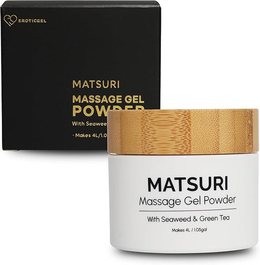 Japanese Nuru Massage Gel Powder 40g | Formulated with Natural Seaweed & Green Tea | Made in Japan | Paraben, & Glycerine Free | Fragrance-Free | Makes 1.05 gal/ 4L | Vegan | Matsuri