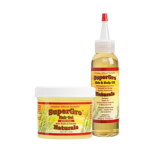 Hair Gel with Extra Hold - 4 Oz and Hair & Scalp Oil - 4 Oz, Bundle