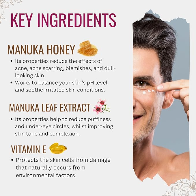 Hyaluronic Acid Eye Cream with Plant Extracts, Manuka Honey, Eye Bright Extract & Vitamin E | Plant Based Formula | Carefully formulated to keep your eyes bright and healthy!