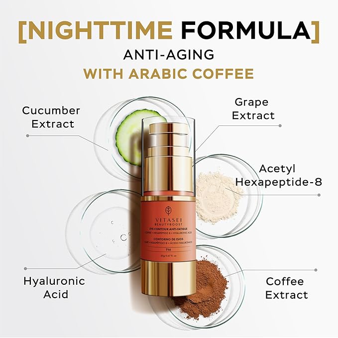 AM/PM Anti-Aging Kit Eye Contour Duo, Deep Hydration Eye Contour Cream with Cotton Stem Cells & Hyaluronic Acid (AM), Eye Contour Anti-Fatigue with Arabic Coffee for Under Eye Lines Protection(PM)