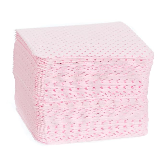 Eyelash Glue Wipes for Lash Extensions - 1080 PCS - Non-Woven Fabric Pads - Glue Wipes Lash Extensions -Adhesive Wipes - Lash Glue Cleaning Pads - Lint Free Nail Wipes (Pink)