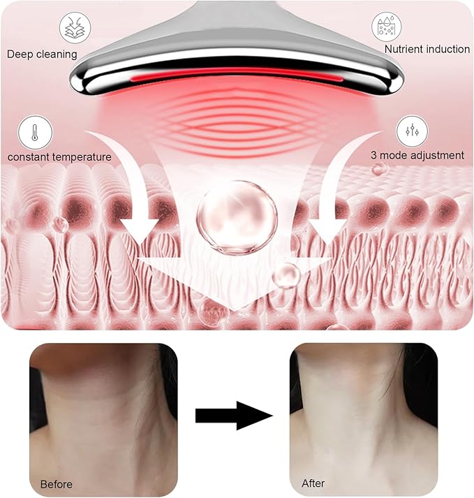 Facial and Neck Massager，7 Color Led light therapy for Face and Neck, Multifunctional Facial Skin Care Tools,Beauty Device for Home Use