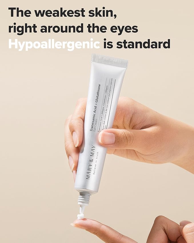 Mary&May Tranexamic Acid + Glutathione Eye Cream - Powerful Antioxidant, Reduces Dark Circles in the Eye, Improve Uneven Skin Tone with Vitamin C - Suitable for Morning and Night Use, 1.01 oz.